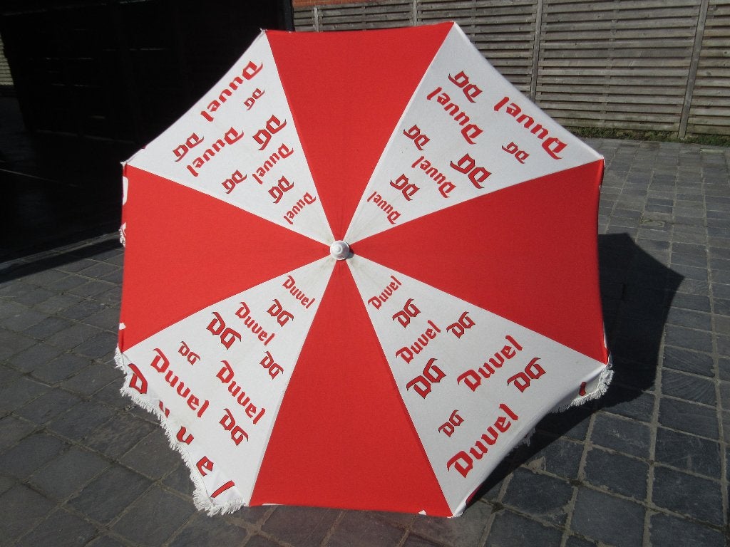 Duvel parasol  - paraplu  (1) Moortgat, Verzamelen, Biermerken, Ophalen, Gebruikt, Reclamebord, Plaat of Schild, Duvel