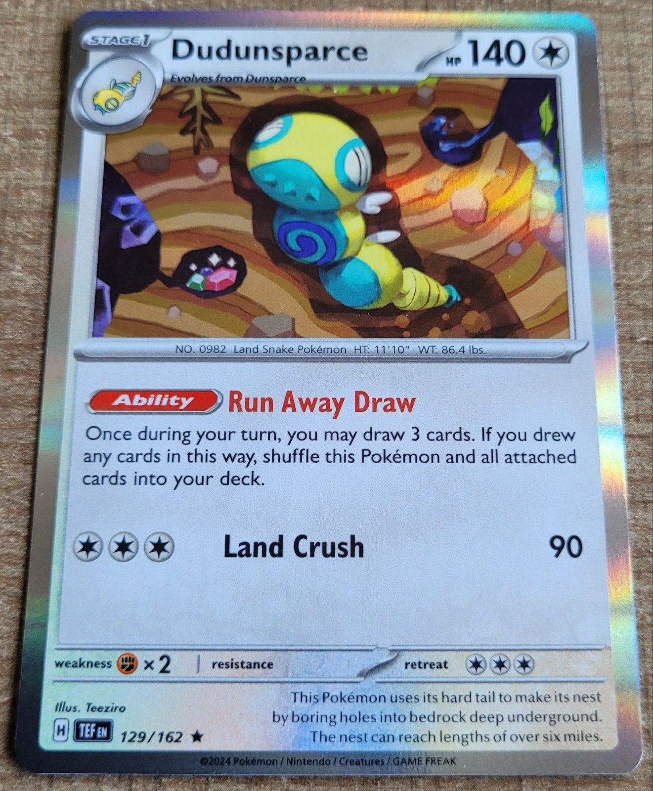 Dudunsparce (129/162), Ophalen of Verzenden, Zo goed als nieuw, Losse kaart, Foil