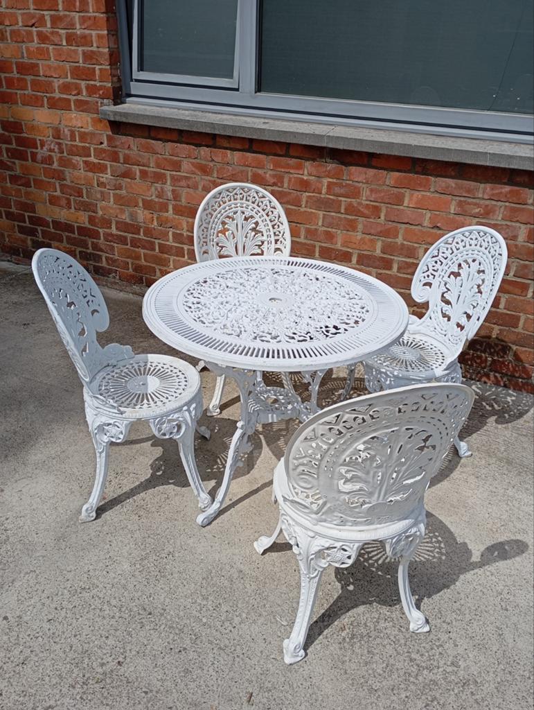 Set de jardin avec 4 chaises, Chaise, Salons de jardin, Aluminium, Comme neuf