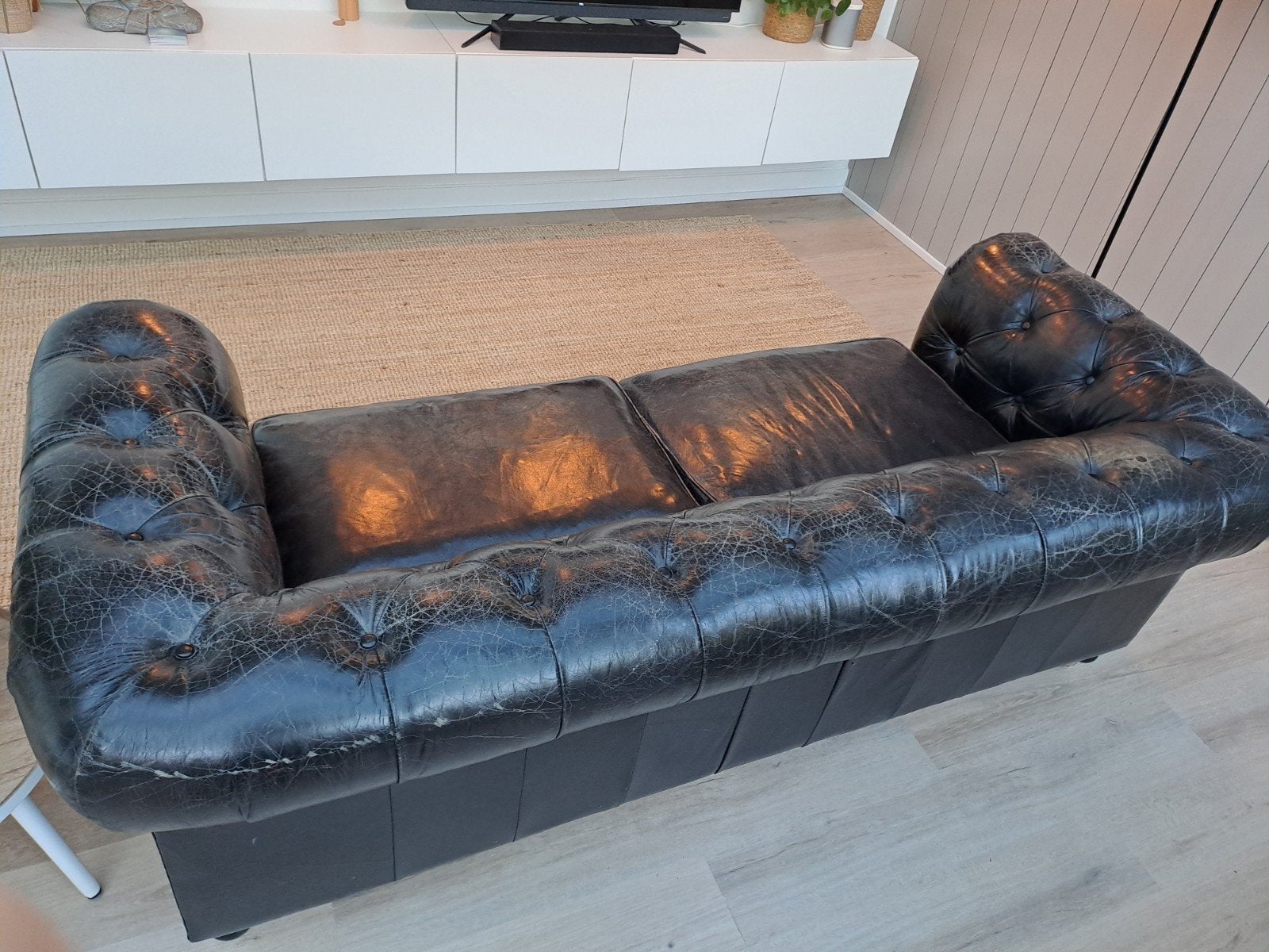 Chesterfield 3 zit of 2 zit, zwart - bruin, zetel, Huis en Inrichting, Zetels | Zetels, Ophalen