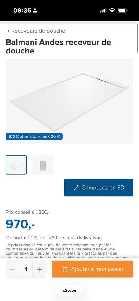 Receveur de douche 160x100 cm – neuf (jamais installé), Maison & Meubles, Salle de bain | Meubles de Salle de bain, Neuf, Autres types
