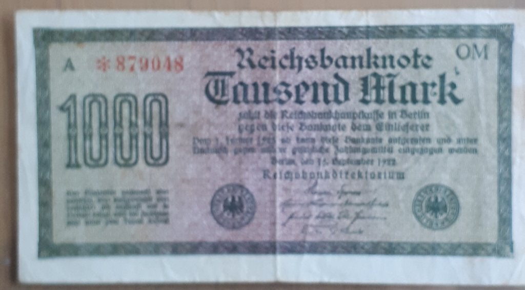 ALLEMAGNE : 1000 MARK 15/9/1922 P76, Enlèvement ou Envoi, Allemagne, Billets en vrac