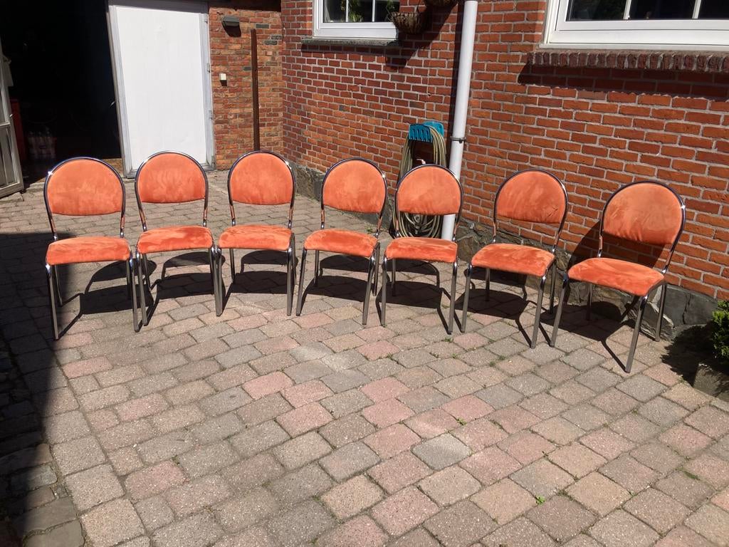 Vintage Regency stoelen 7 st.   570€., Huis en Inrichting, Stoelen, Zo goed als nieuw, Vijf, Zes of meer stoelen, Stof, Overige kleuren
