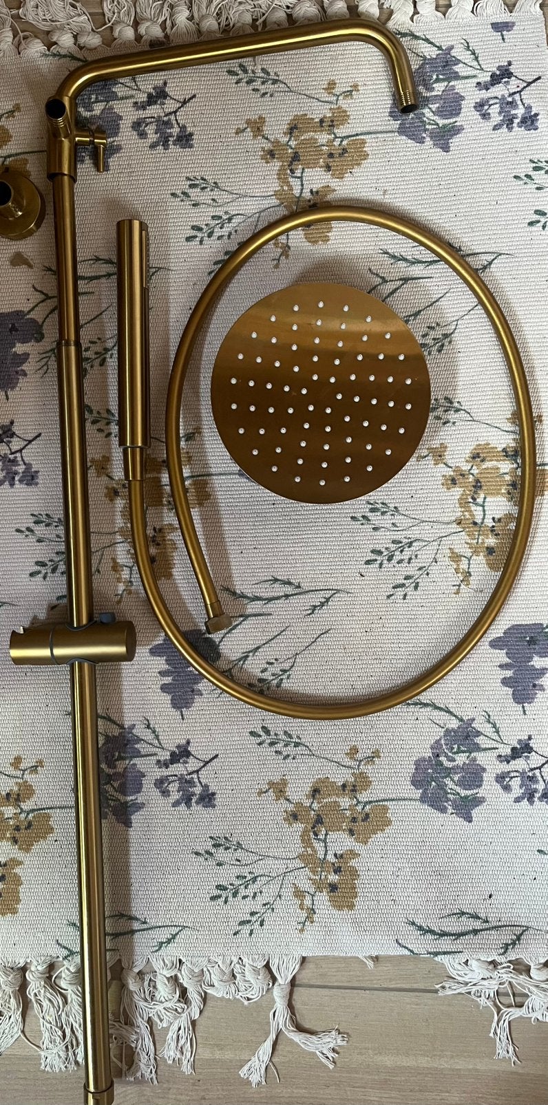 Goudkleurige regendouchekop en doucheslang, Doe-het-zelf en Bouw, Ophalen, Gebruikt, Inox, Douche