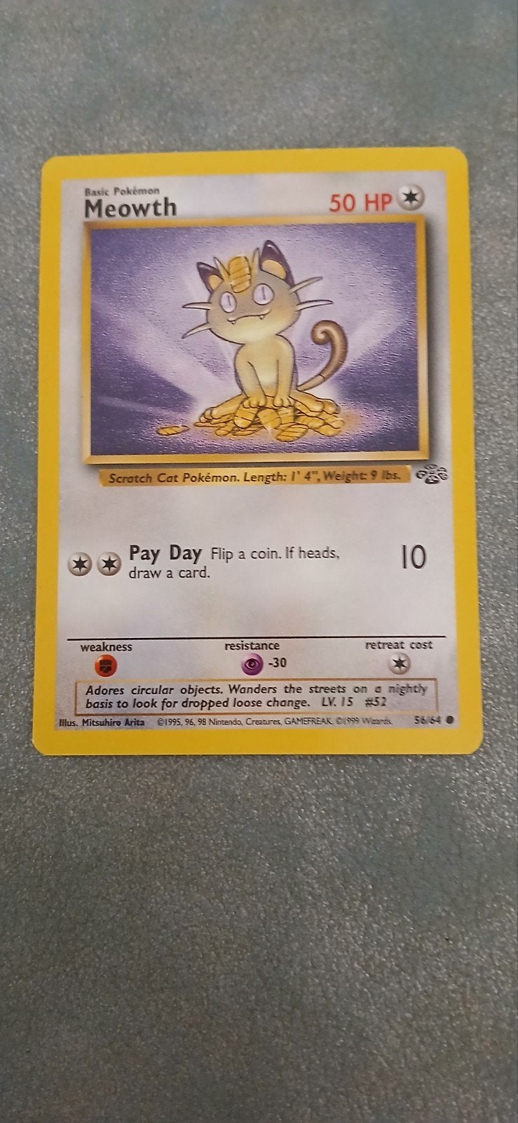 Meowth eerste generatie, Hobby en Vrije tijd, Verzamelkaartspellen | Pokémon, Ophalen, Zo goed als nieuw, Losse kaart