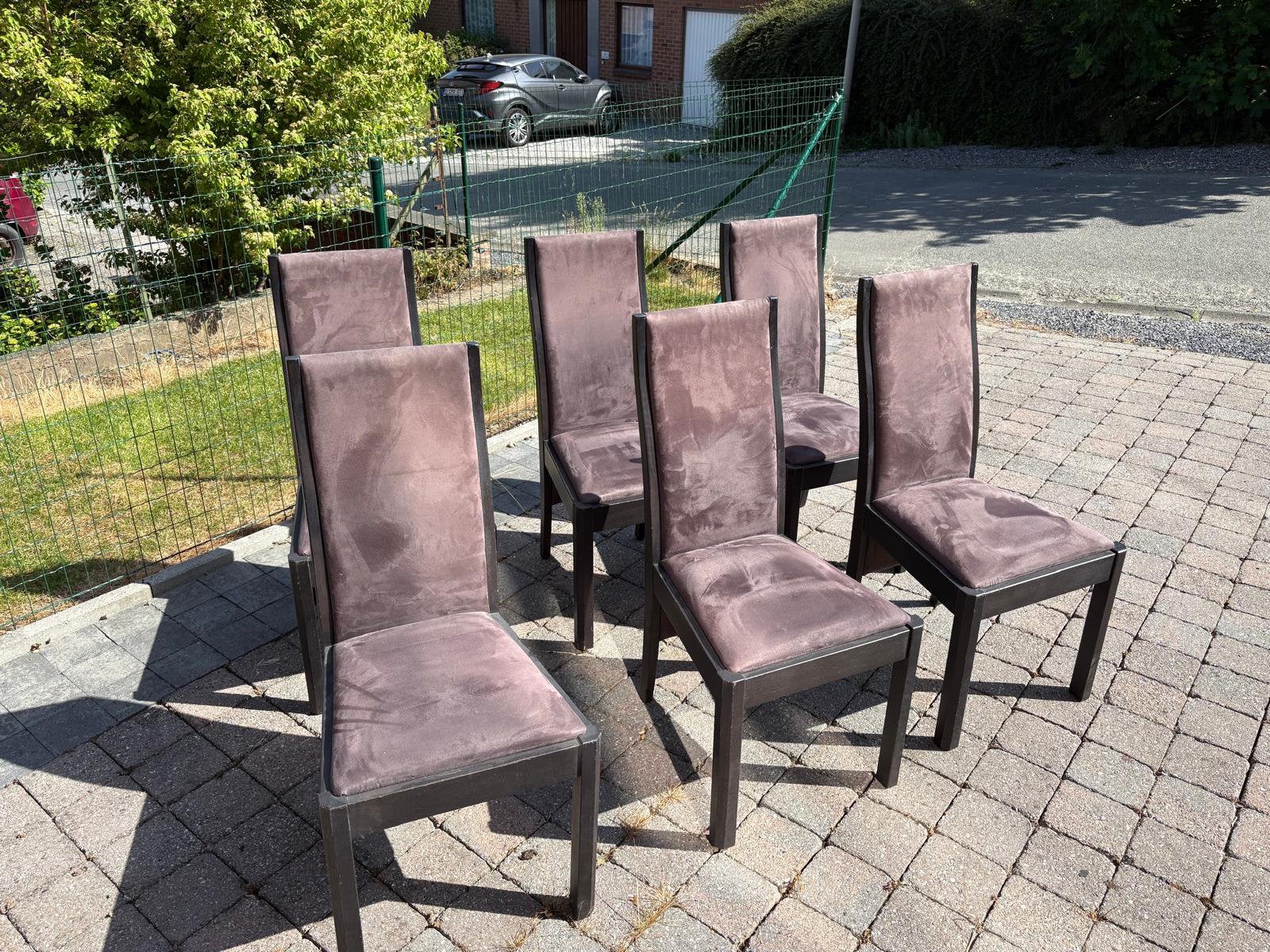 Lot 6 chaises velour, Brun, Enlèvement, Tissus, Cinq, Six Chaises ou plus