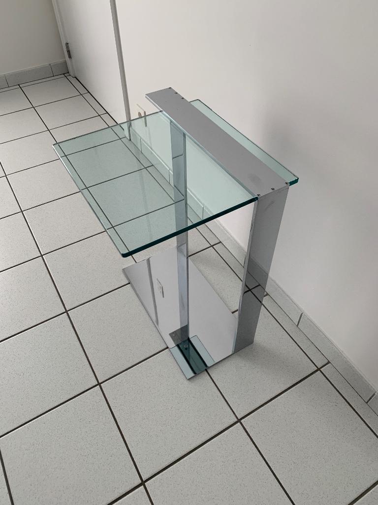 Bijzettafel, Huis en Inrichting, Tafels | Bijzettafels, Ophalen, Minder dan 55 cm, Metaal of Aluminium, Zo goed als nieuw