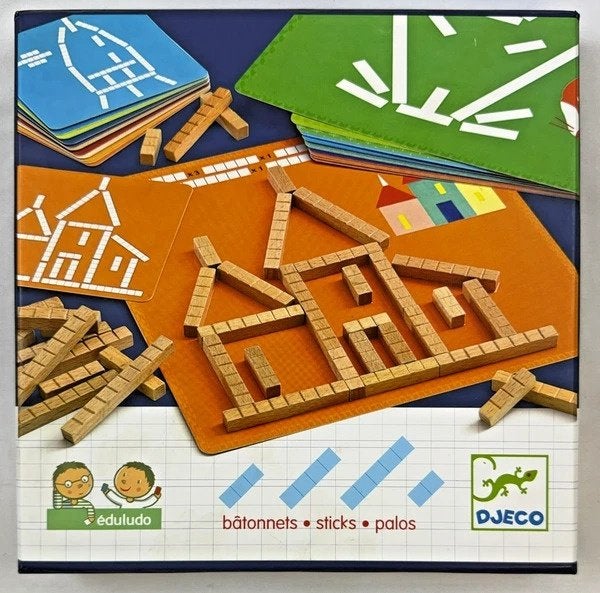 Djeco Eduludo Batonnets Houten staafjes leerspel compleet, Hobby en Vrije tijd, Gezelschapsspellen | Bordspellen, Zo goed als nieuw