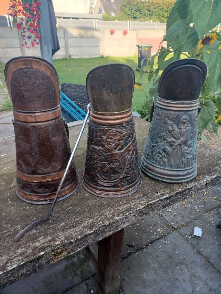 antieke koperen kolenkitten, Antiek en Kunst, Ophalen, Koper