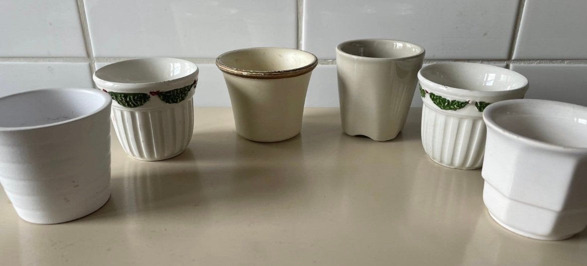 6 mini bloempotjes, Tuin en Terras, Ophalen of Verzenden, Gebruikt