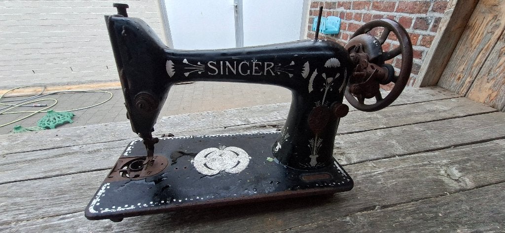 Antieke Gietijzeren Singer Naaimachine – Prachtige Brocante, Enlèvement