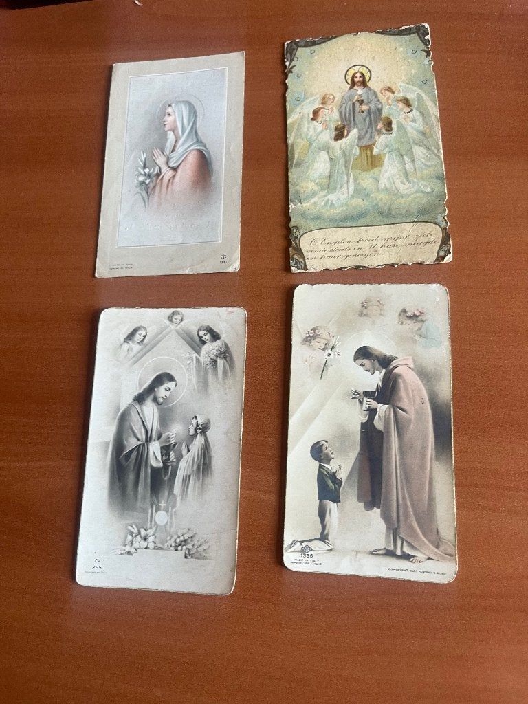 4 Communieprentjes 1932/1951 -Farciennes/Wakken, Verzamelen, Ophalen of Verzenden, Gebruikt, Kaart of Prent, Christendom | Katholiek
