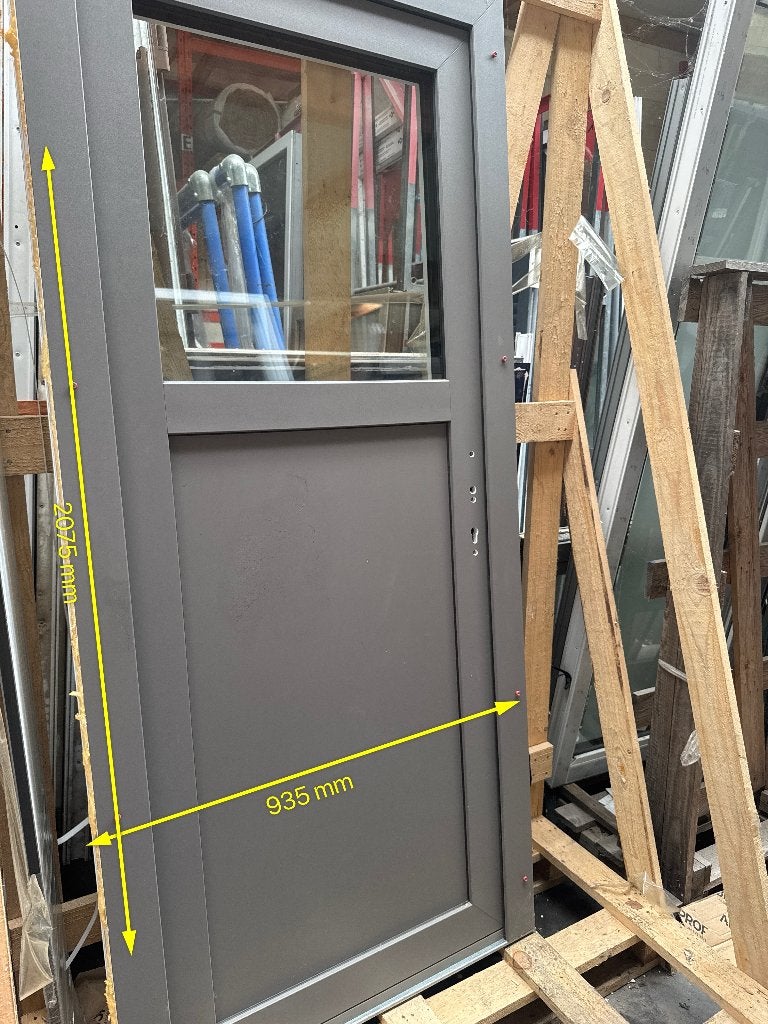 PVC deur in RAL7039 beide zijden, Doe-het-zelf en Bouw, Ophalen, Nieuw, Buitendeur