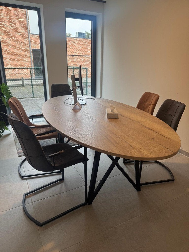 Ovale tafel met stoelen, Ophalen, 200 cm of meer, Vijf personen of meer, 200 cm of meer