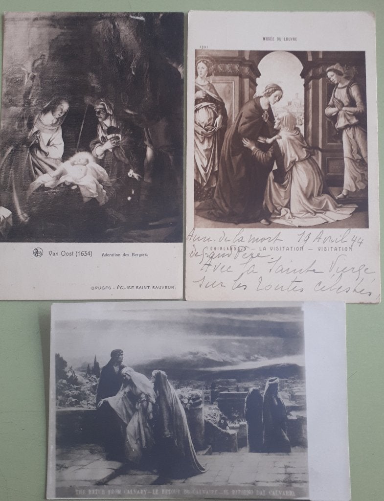 3 anciens PC RELIGIEUX : 1908/1944/e.a. Ref.R95, Collections, Religion, Enlèvement ou Envoi, Utilisé, Carte ou Gravure, Christianisme | Catholique