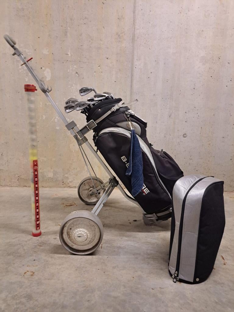 Golftas + irons  + caddy, Sport en Fitness, Golf, Ophalen, Gebruikt, Club, Overige merken