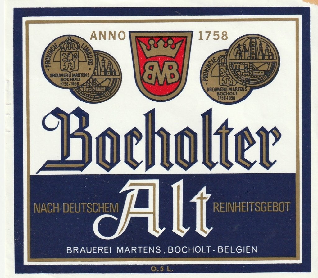 bieretiket België &2 : Martens Bocholt Bocholter Alt, Verzamelen, Verzenden, Zo goed als nieuw, Overige typen, Overige merken
