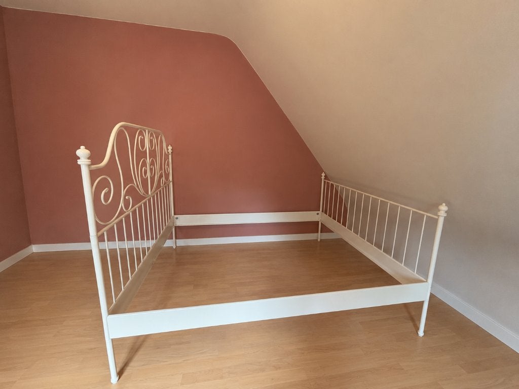 Bedframe 160x200, Ophalen, Gebruikt, Wit, Tweepersoons