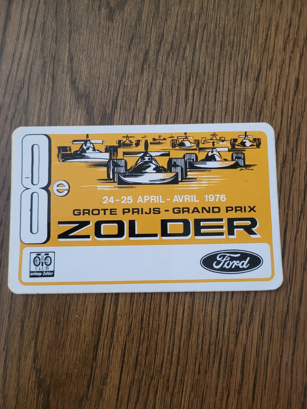 Ancienne vignette Grand Prix Zolder 1976, Enlèvement ou Envoi