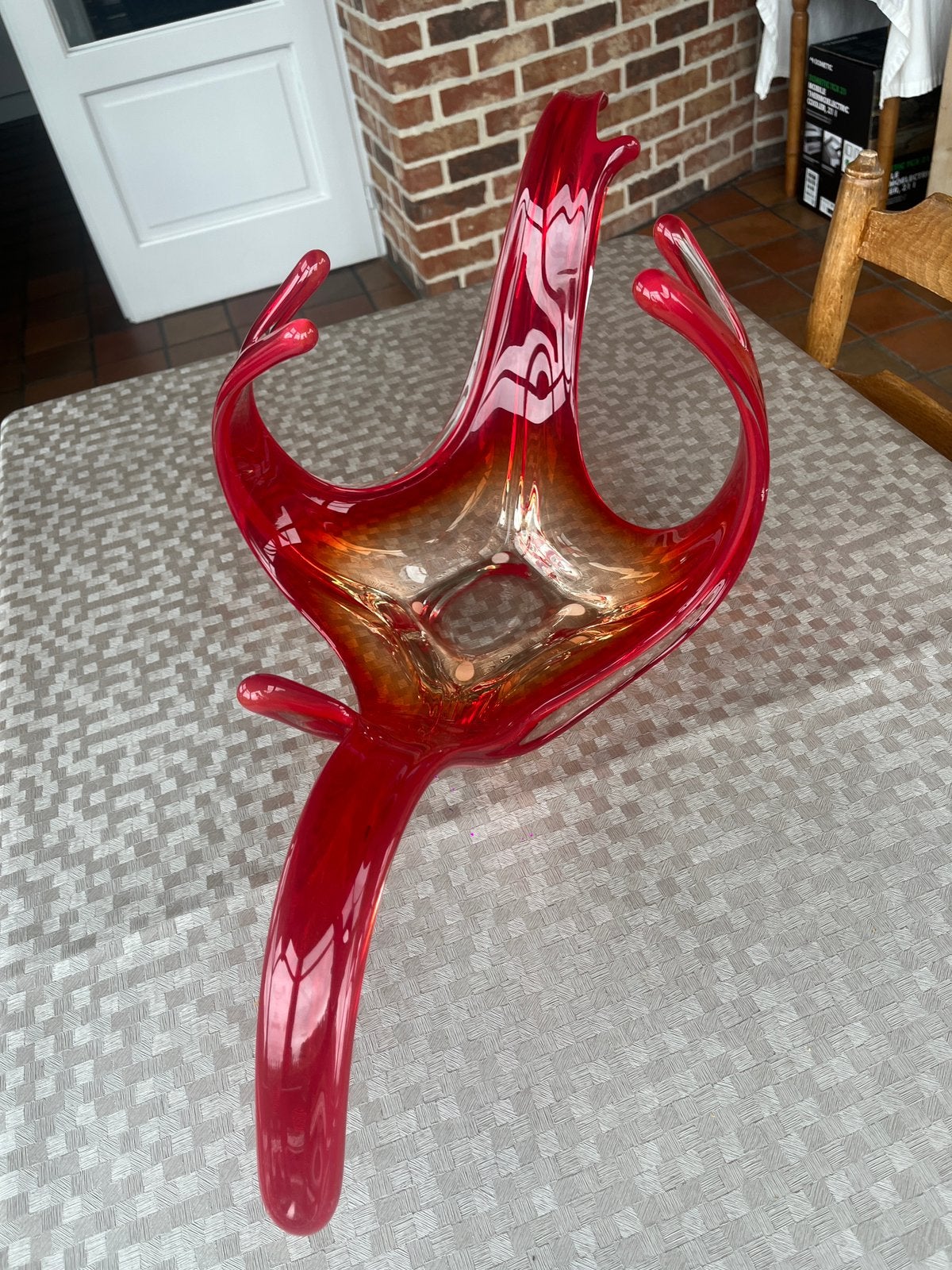 Sculpture en verre soufflé à la main de style italien/Murano, Antiquités & Art, Verre, 30 cm, Enlèvement, Rouge
