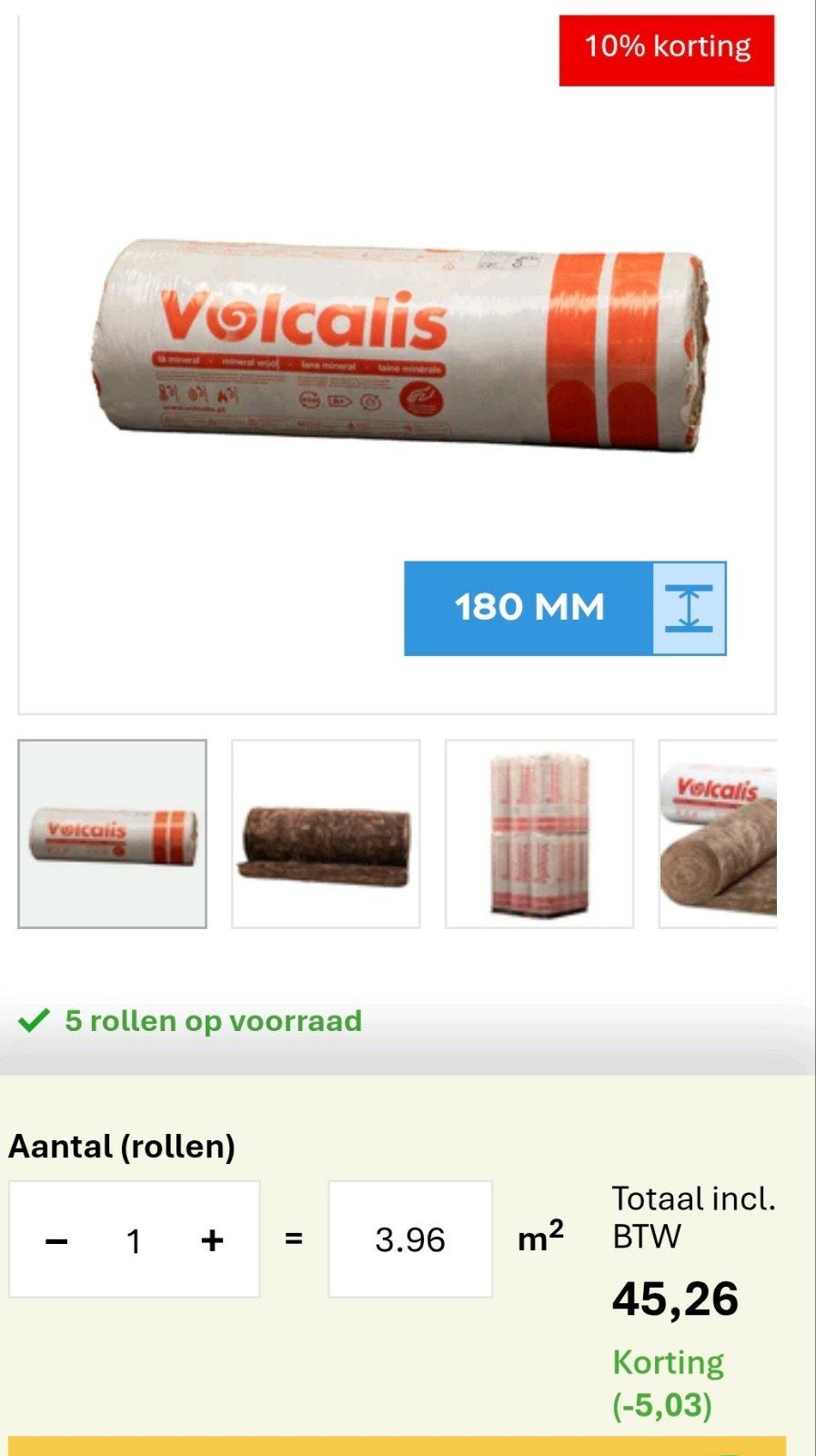 Volcalis minerale wol 13 rollen Isolatie 180mm, Doe-het-zelf en Bouw, Isolatie en Afdichting, Ophalen