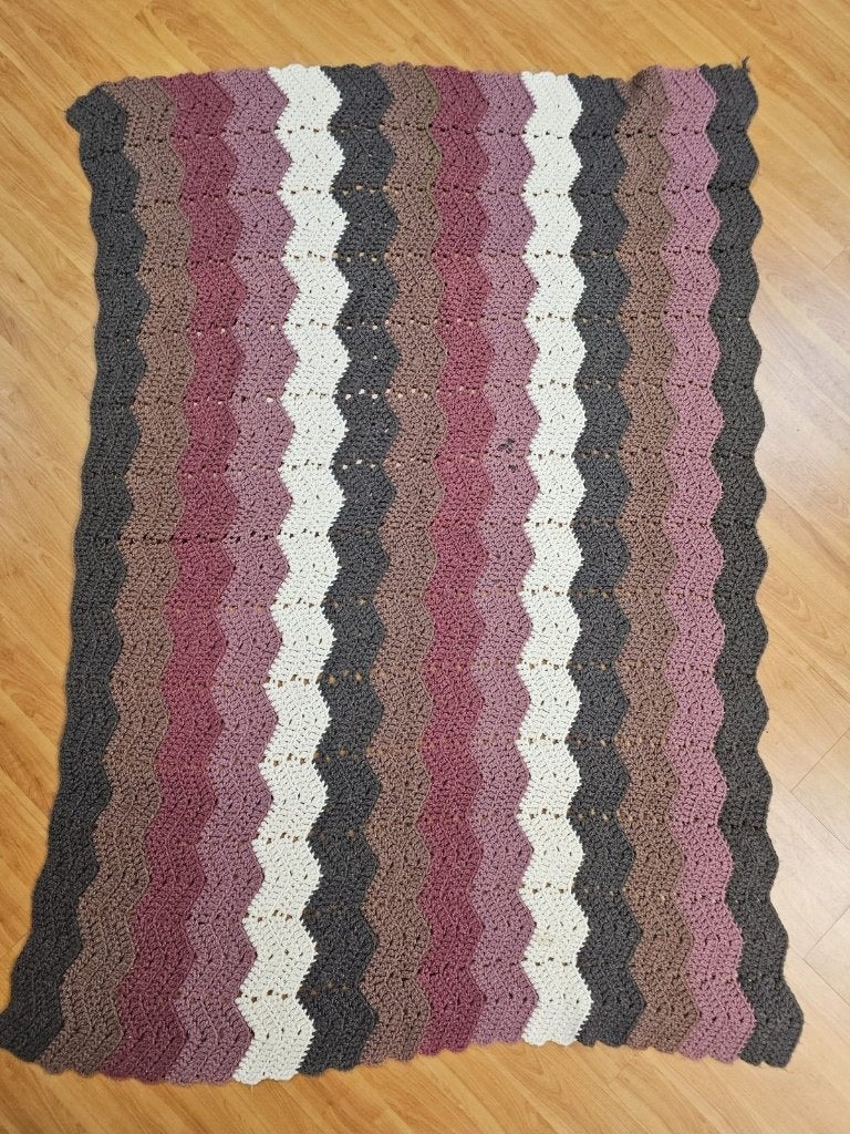 Zigzag Granny Deken 180/125, Ophalen of Verzenden, Zo goed als nieuw, Wit, Gehaakt