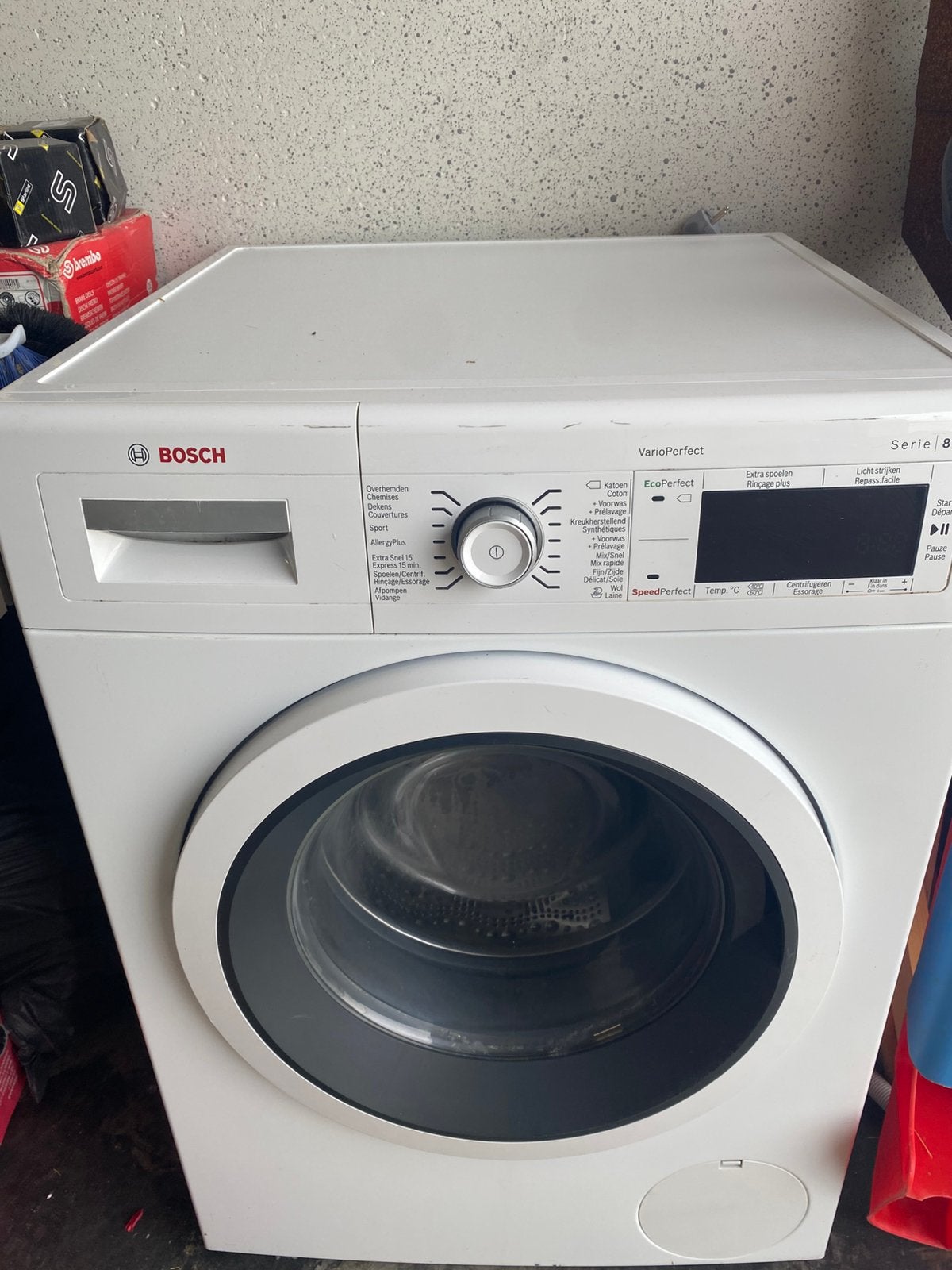 Wasmachine bosch 8 kilo, Ophalen, 1200 tot 1600 toeren, Gebruikt, Minder dan 85 cm