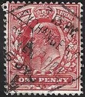 1 Postzegel Groot-Brittannië 1911 Koning George V, Ophalen of Verzenden, Gestempeld