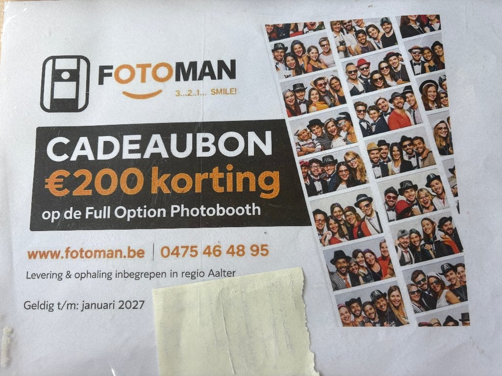 Fotoman cadeaubon, Tickets en Kaartjes, Kortingen en Cadeaubonnen, Eén persoon, Cadeaubon