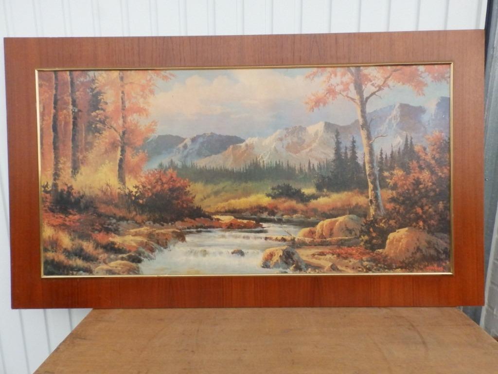 grand cadre vintage en teck, Enlèvement, Utilisé, Bois, 75 cm ou plus