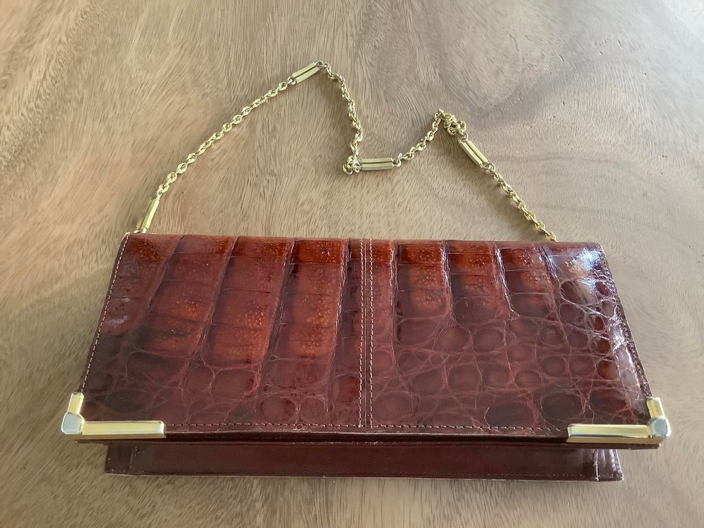 Bruine lederen handtas (clutch), Enlèvement, Utilisé, Sac à main