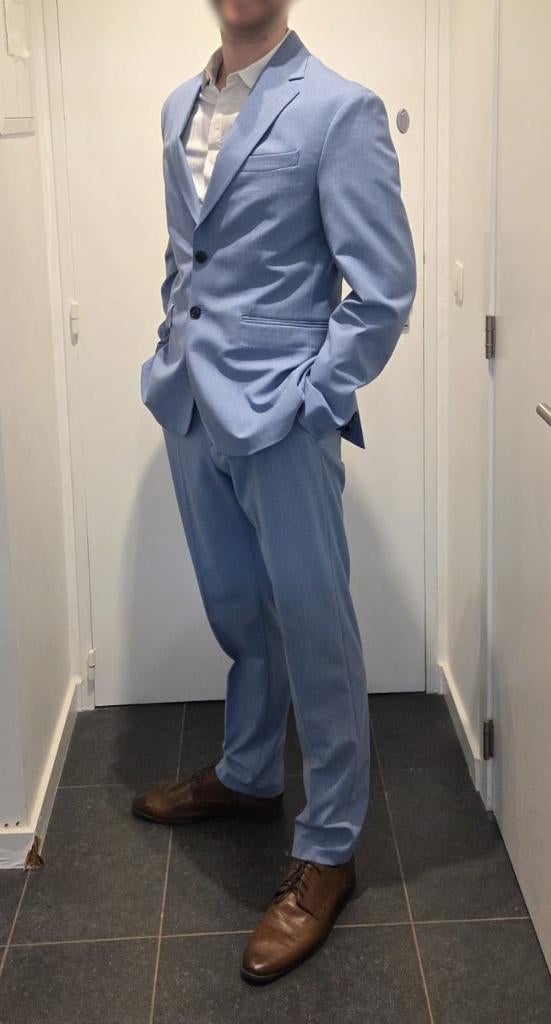 Costume Homme Zara Bleu - Veste 48 Pantalon 42, Kleding | Heren, Kostuums en vesten, Ophalen, Zara, Zo goed als nieuw, Maat 48/50 (M)