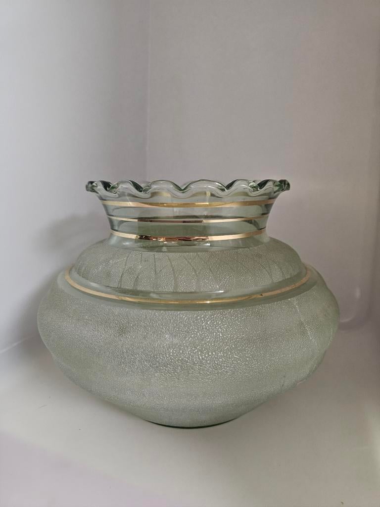 Boomse vaas groen goud	Art deco, Antiek en Kunst, Ophalen of Verzenden