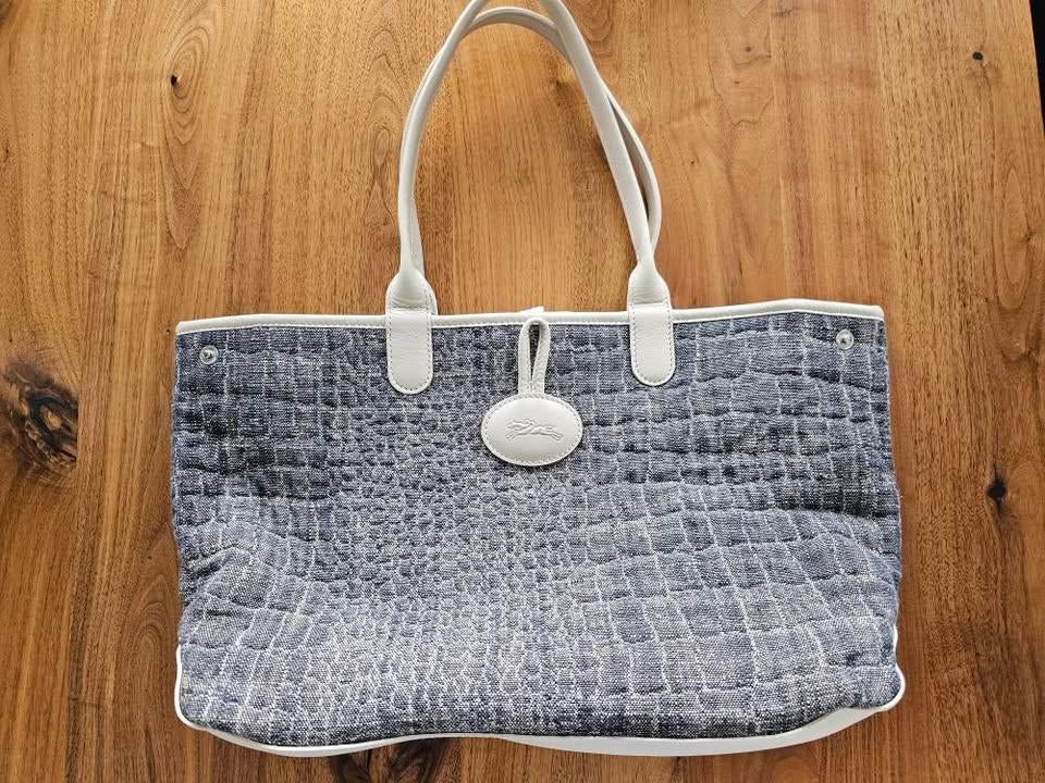 Longchamp Roseau Reversible Tote Bag Canvas, Ophalen of Verzenden, Nieuw, Grijs, Overige merken