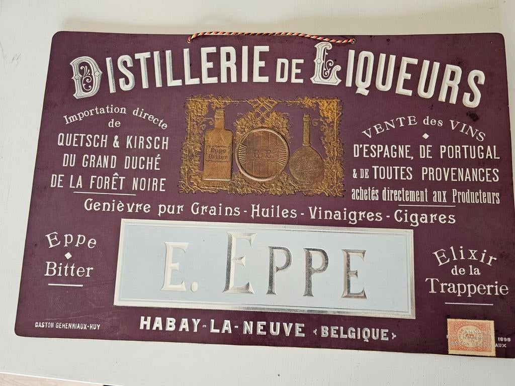Reclamekartonnen likeurstokerij E. Eppe - Habay La Neuve Ori, Enlèvement ou Envoi