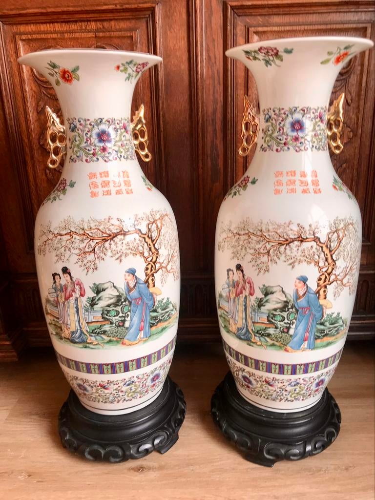 Paar Grote Vintage Chinese Vazen, Ophalen, Zo goed als nieuw, Overige kleuren