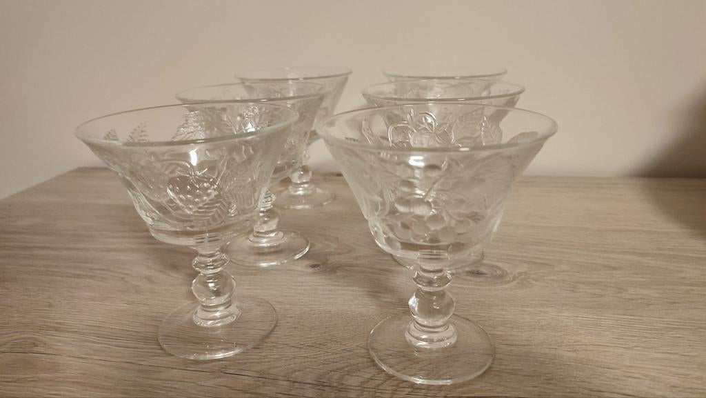 6 ijscoupes of dessertglazen, Ophalen, Zo goed als nieuw, Glas, Schaal of Schalen