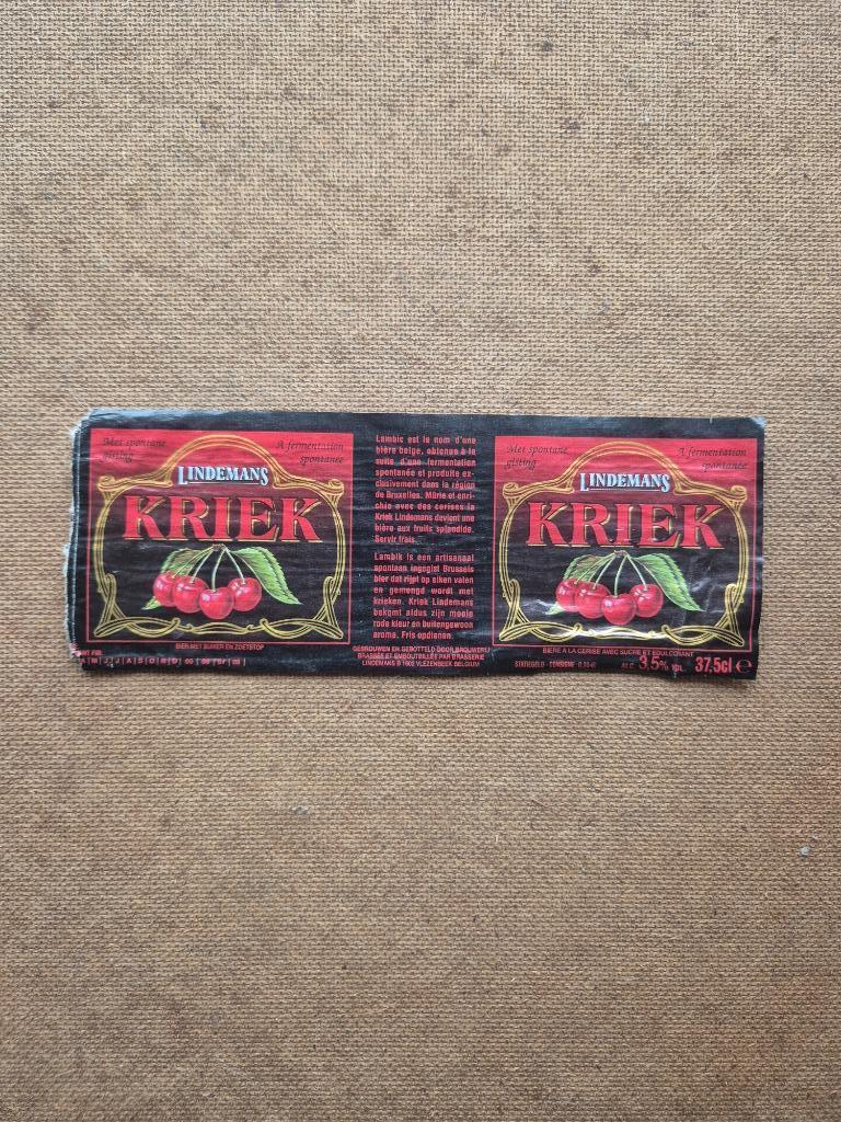 Etiquette Lindemans Kriek, Enlèvement ou Envoi, Utilisé, Autres types, Autres marques