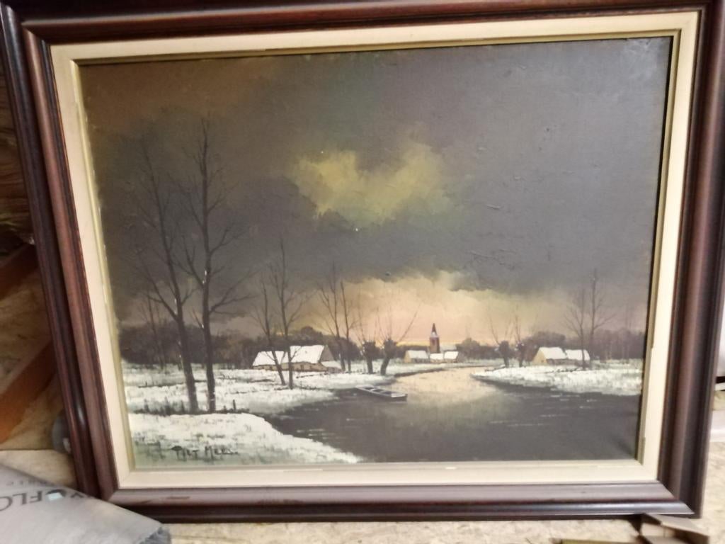 Schilderij Piet Mees groot 115cmx96cm met mooie kader, Enlèvement