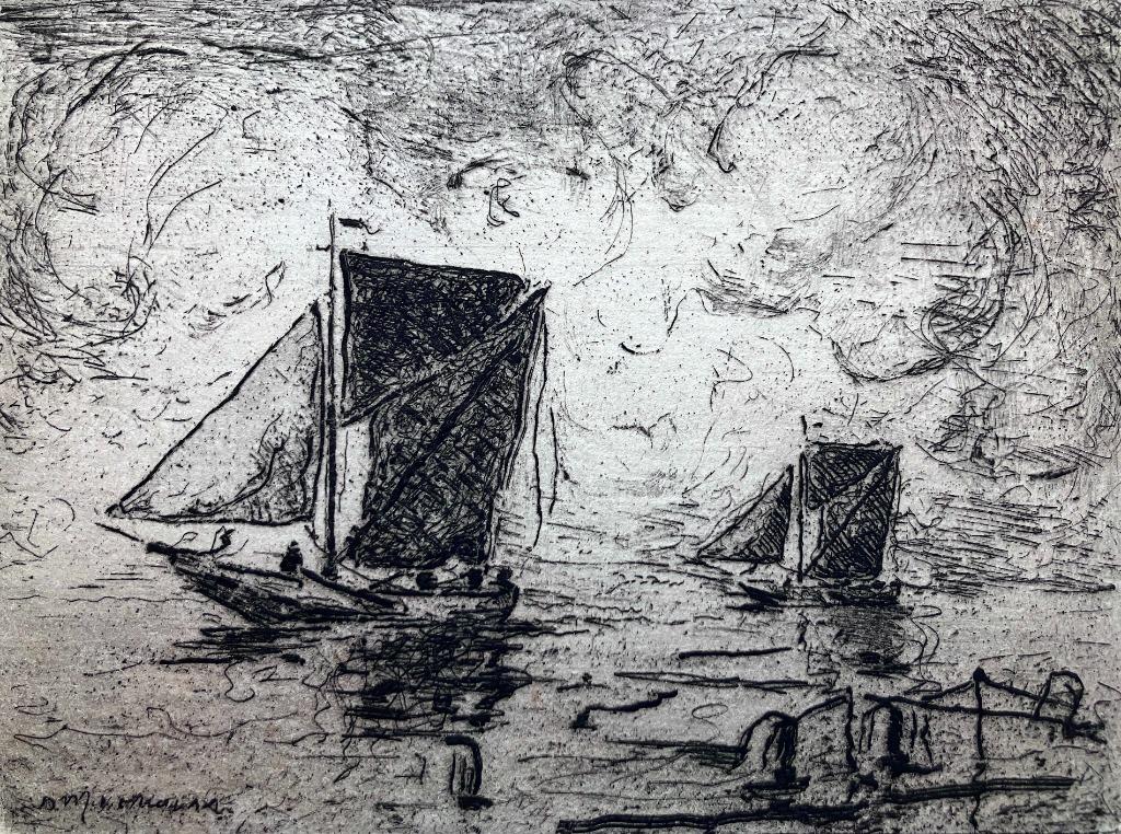 Ets John Michaux (1876-1956) Sur l'Escaut, Antiek en Kunst, Ophalen of Verzenden