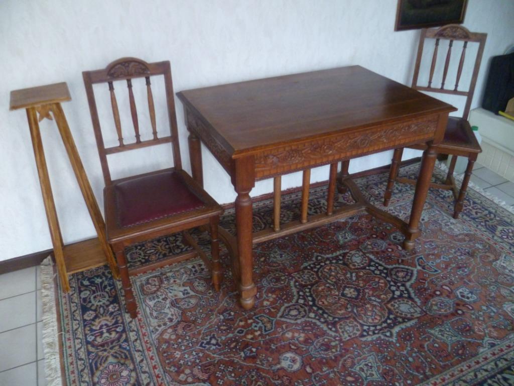 MOOIE OUDE EIKEN  TAFEL +3 STOELEN, Antiek en Kunst, Ophalen