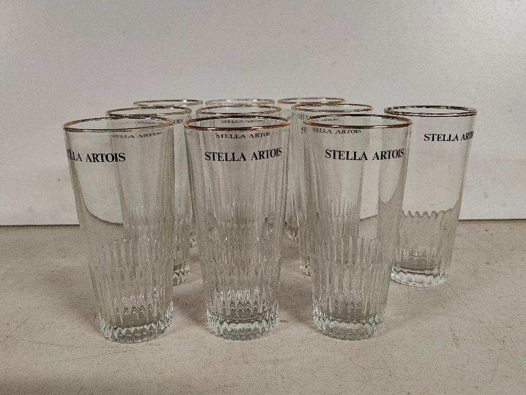 Lot 10 vintage bierglazen Stella Artois 25cl, Ophalen of Verzenden, Gebruikt, Stella Artois