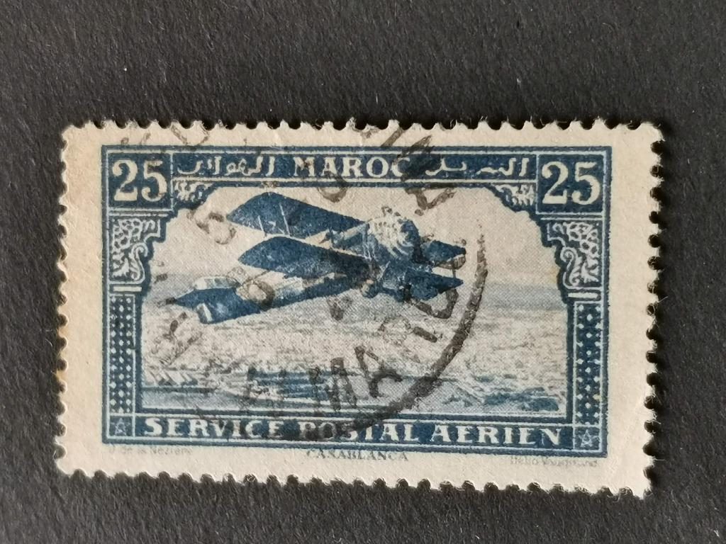 Marokko 1922 - luchtpost - vliegtuig, dubbeldekker, Ophalen of Verzenden, Marokko, Gestempeld