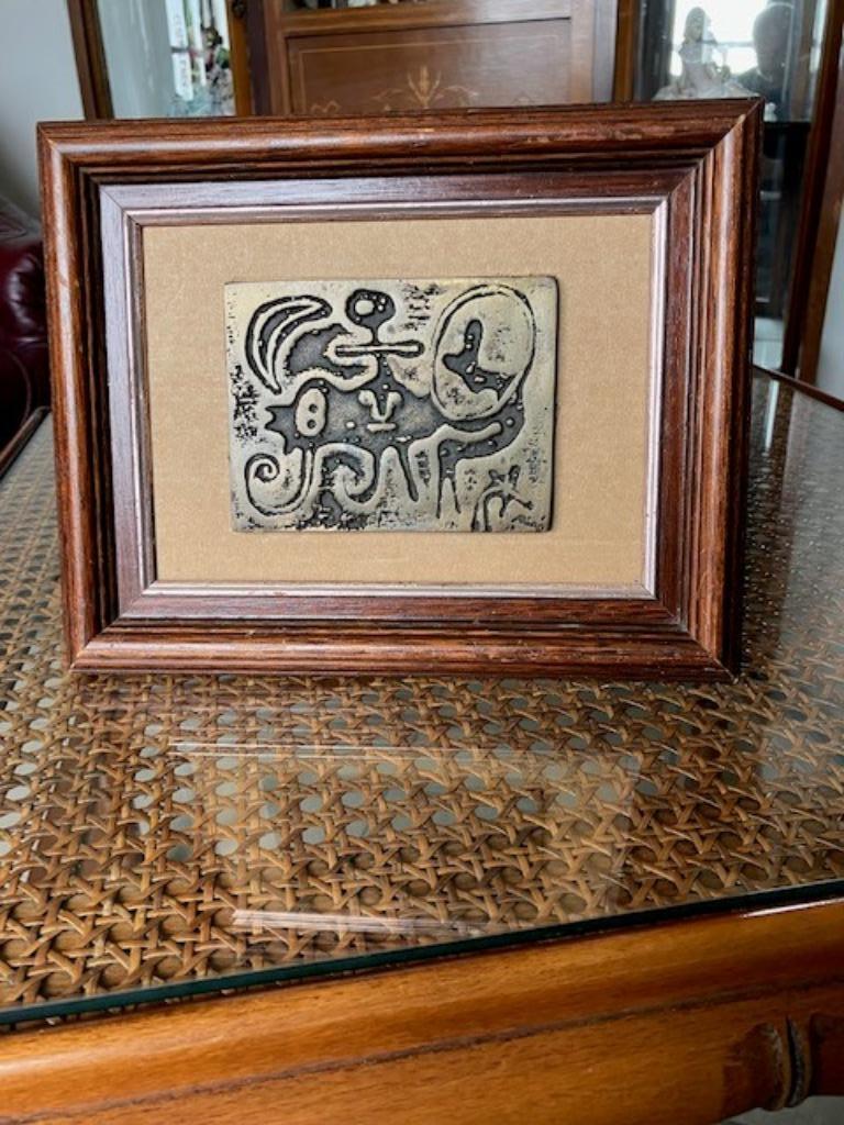 Miró, plaque en bronze, Antiquités & Art, Antiquités | Bronze & Cuivre, Bronze, Enlèvement ou Envoi