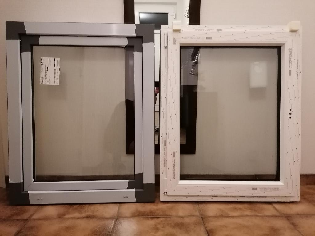 grijs PVC-frame 100 x 80 cm met dubbele beglazing, Ophalen, Dubbelglas, 80 tot 120 cm, Nieuw