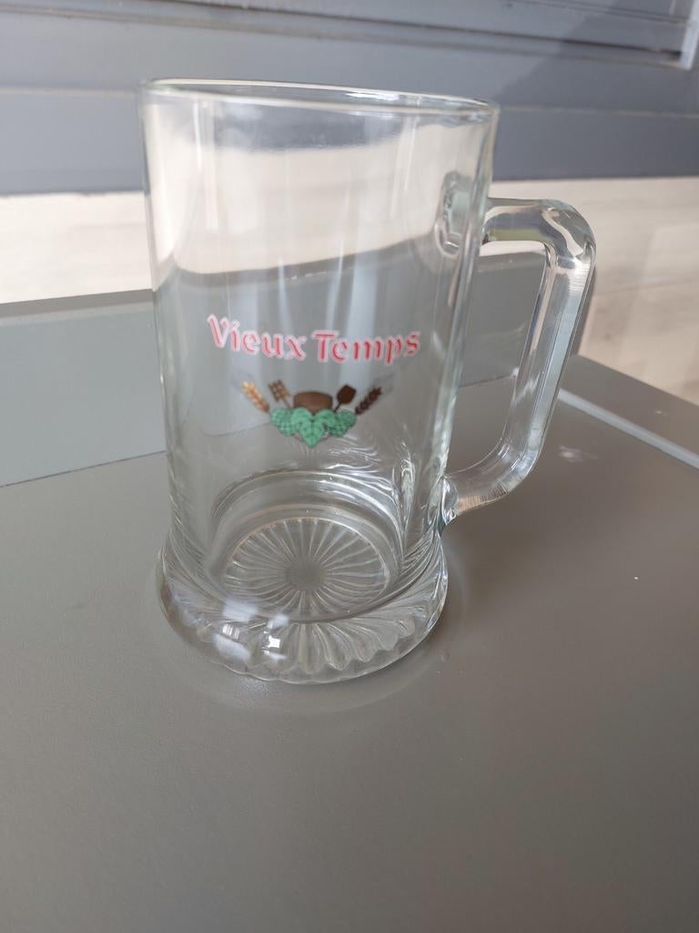 Chope à bière en verre Vieux Temps 0,5 l, Enlèvement ou Envoi, Comme neuf, Chope(s), Autres marques