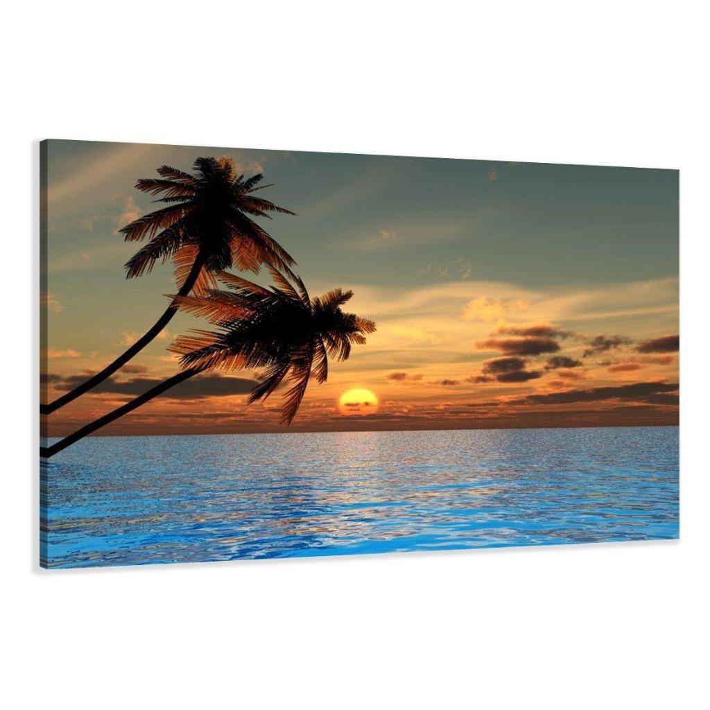Nieuw canvas schilderij Palmbomen 120 x 80 cm, Verzenden, Nieuw, Schilderij, 100 tot 125 cm