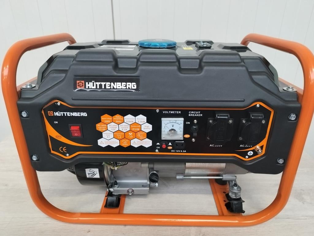 Huttenberg 3.3KW benzine aggregaat op wielen, Nieuw!!!, Doe-het-zelf en Bouw, Aggregaten, Ophalen, Nieuw, Minder dan 5 kVA, Benzine