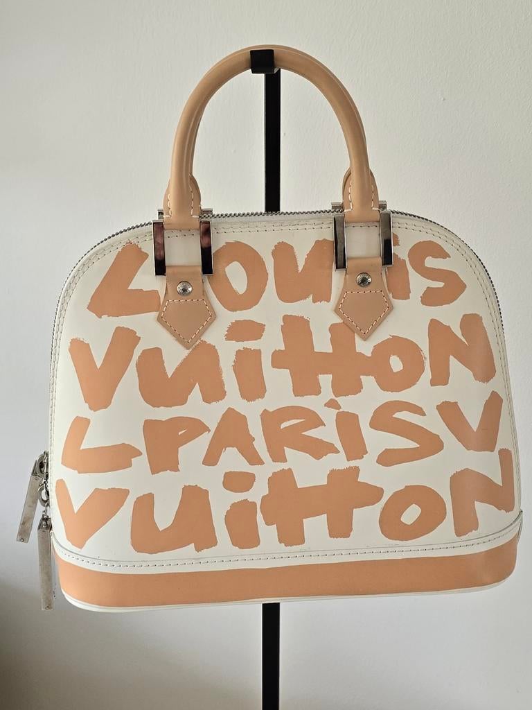 Sac Louis Vuitton Alma Graffiti, Envoi, Utilisé, Beige, Sac à main