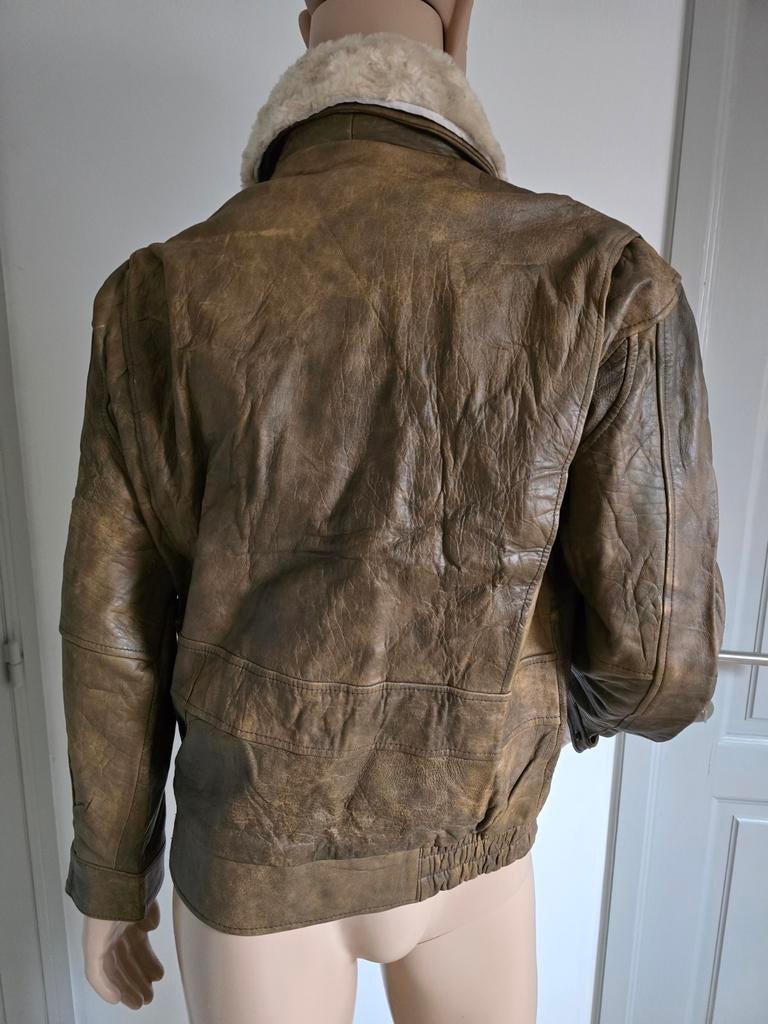 Blouson aviateur G-1, Limited New-York, Brun, Porté, Taille 48/50 (M)